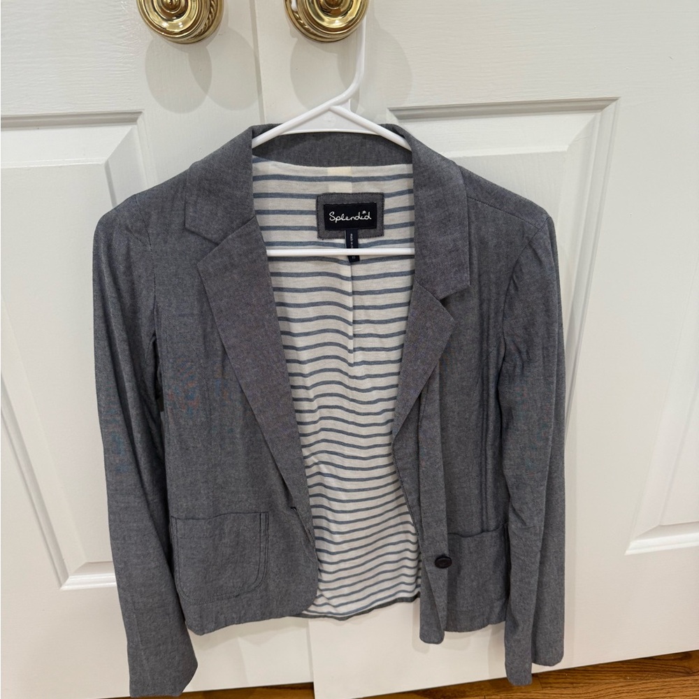Splendid Charcoal Jacket with Cream Stripes